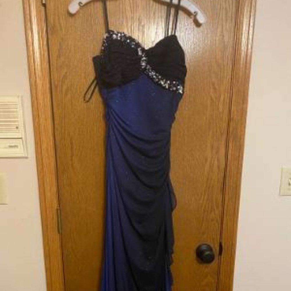 Blue prom dress.